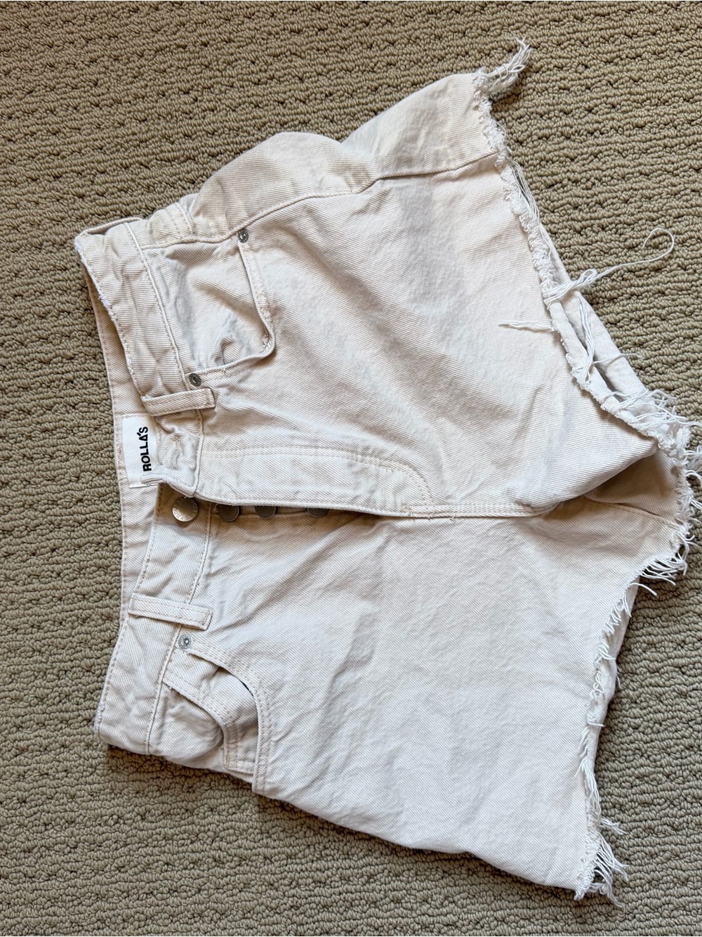ROLLA'S Cream Frayed Hem Denim Shorts